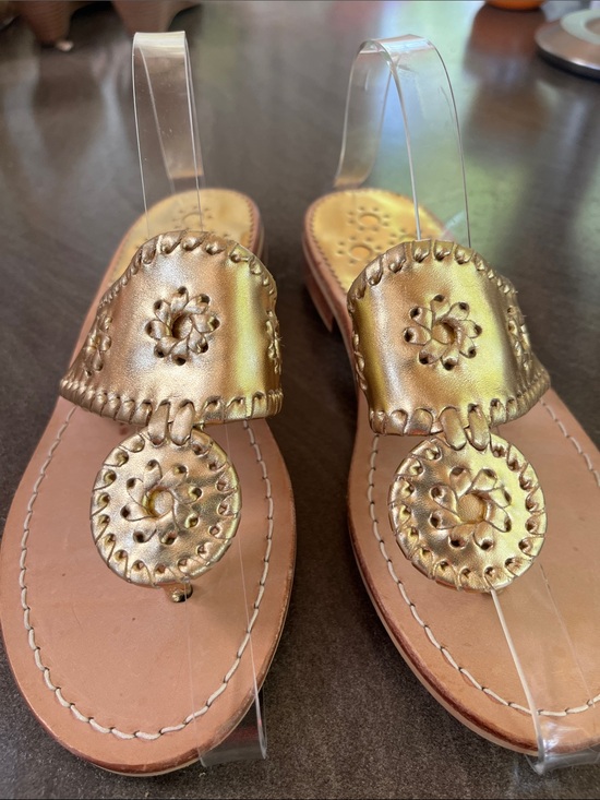 Jack Rogers Shoes - Jack Rogers Gold Leather Medallion Thong Sandals